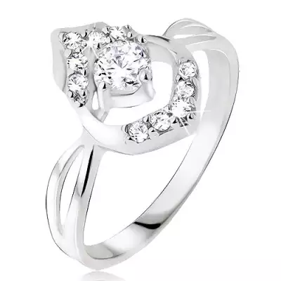 Gyűrű - kerek, átlátszó cirkónia, 925 ezüst - Nagyság_ 65