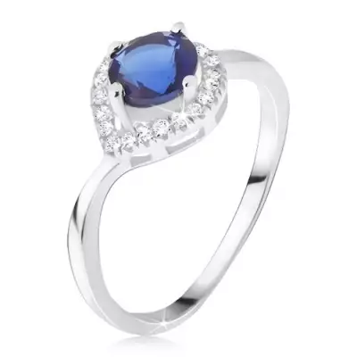 Gyűrű - 925 ezüst, sötétkék kő, cikróniás csepp - Nagyság_ 57