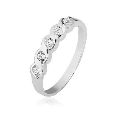 Gyűrű 925 ezüstből, öt beültetett átlátszó kővel - Nagyság_ 55