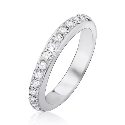 Ezüst gyűrű beültetett átlátszó kövekkel - Nagyság_ 58