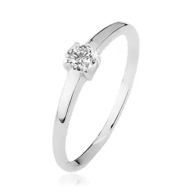 Gyűrű, átlátszó kő foglalatban, négy karommal, 925 ezüstből - Nagyság_ 56