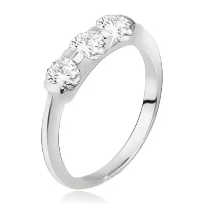 Gyűrű 925 ezüstből, szélesebb sáv beültetett, három kővel - Nagyság_ 59