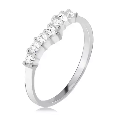 Gyűrű 925 ezüstből, átlátszó, cirkóniás csúcs, sima szárak - Nagyság_ 59