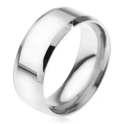 Gyűrű sebészeti acélból, fényes, sima felület, ferde szélek - Nagyság_ 56