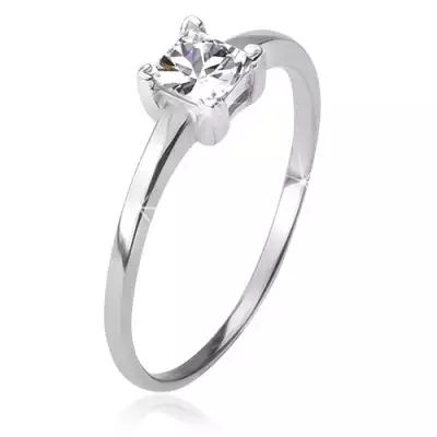 Gyűrű 925 ezüstből, négyzetes, átlátszó kő foglalatban - Nagyság_ 56