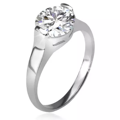 Gyűrű 925 ezüstből, kerek, átlátszó cirkónia foglalatban - Nagyság_ 49