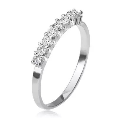 Gyűrű 925 ezüstből, foglalatos sáv átlátszó kövekkel - Nagyság_ 53