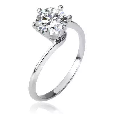 Gyűrű 925 ezüstből, szűkülő hajlított szárak, kerek, átlátszó cirkónia - Nagyság_ 51