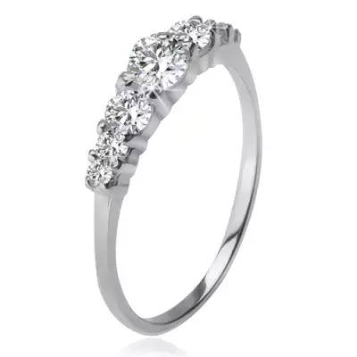 925 ezüst gyűrű, nagyobb és kisebb átlátszó cirkóniák foglalatban - Nagyság_ 50