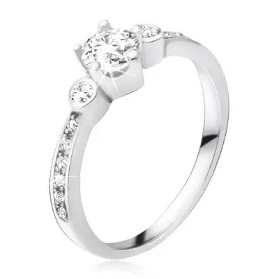 Gyűrű 925 ezüstből, három, kerek cirkónia, kövek a szárakon - Nagyság_ 57