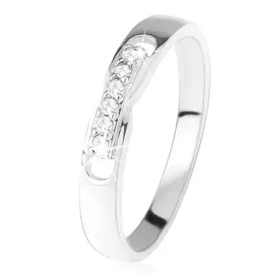 Gyűrű 925 ezüstből, dísz rész - vonal, átlátszó cirkóniákból, két bemetszés - Nagyság_ 55