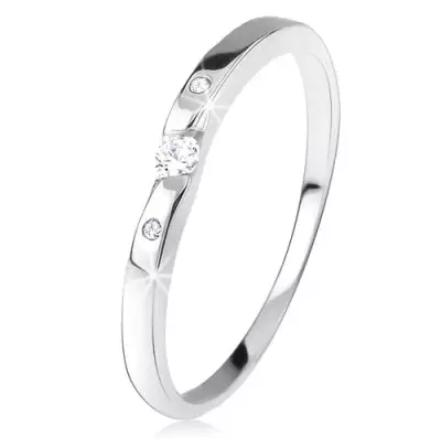 Fényes gyűrű, átlátszó cirkóniákkal, ívelt szárak, 925 ezüst - Nagyság_ 64