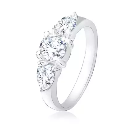 Gyűrű 925 ezüstből, átlátszó, kerek, kő, cirkóniás könnycsepp - Nagyság_ 54