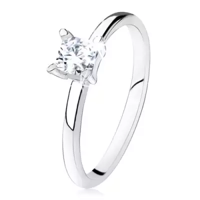 Eljegyzési gyűrű 925 ezüstből, sima szárak cirkóniás négyzet - Nagyság_ 56