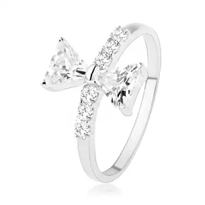 925 ezüst gyűrű, masni cirkóniával, apró cirkóniák a szárakon - Nagyság_ 57