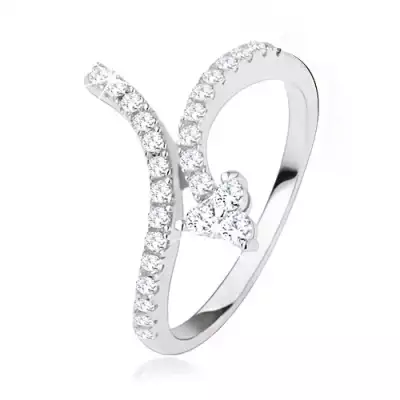 Gyűrű átlátszó cirkóniás berakásokkal, 925 ezüst, tekert nyíl - Nagyság_ 52