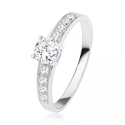 925 ezüst gyűrű, átlátszó cirkónia, nagy kerek cirkónia - Nagyság_ 50