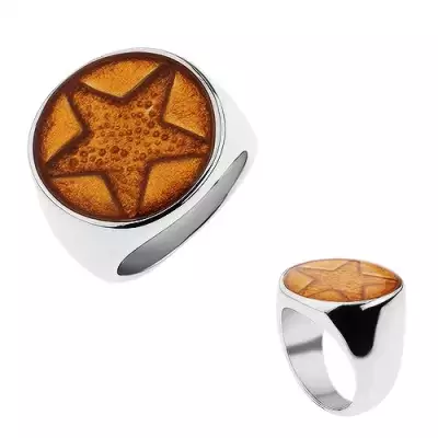 Méretes gyűrű sebészeti acélból, ötágú csillag arany színben - Nagyság_ 65