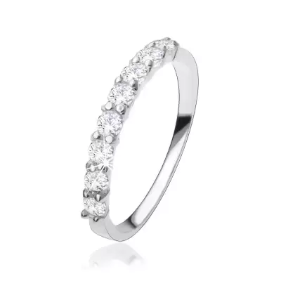 Eljegyzési gyűrű 925 ezüstből, átlátszó cirkóniákból álló sáv, sima szárak - Nagyság_ 59