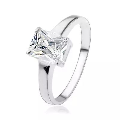 925 ezüst gyűrű téglalap alakú átlátszó, csiszolt cirkóniával - Nagyság_ 53