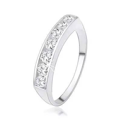 Eljegyzési gyűrű 925 ezüstből beültetett, átlátszó cirkóniákból álló vonallal - Nagyság_ 56