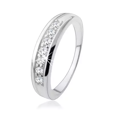 Eljegyzési gyűrű 925 ezüstből cirkóniás vonallal - Nagyság_ 53