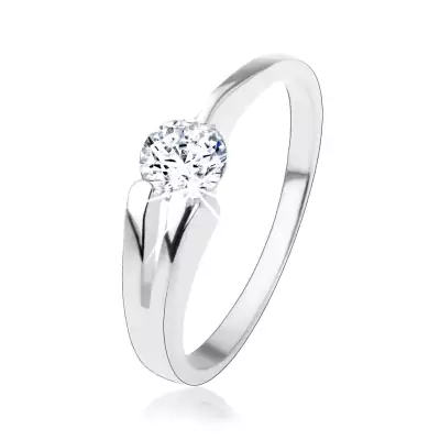 Gyűrű 925 ezüstből, átlátszó, kerek cirkónia, kettős szár - Nagyság_ 54