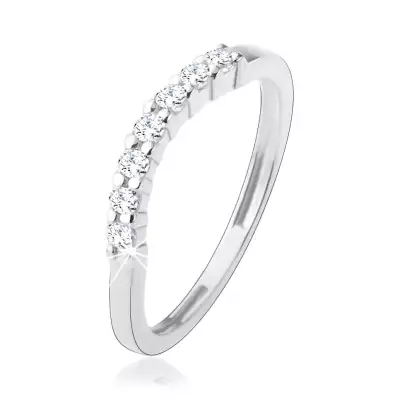 Gyűrű 925 ezüstből, szűk sima szárak, átlátszó cirkóniás félhold  - Nagyság_ 56