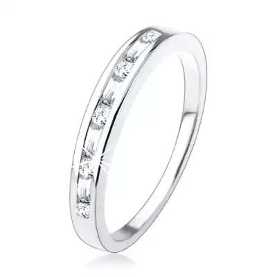 925 eljegyzési gyűrű, apró átlátszó cirkóniák szűk bemetszésbe ültetve - Nagyság_ 59