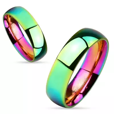 Szivárvány karikagyűrű 316L acélból, fényes sima felszín, 6 mm - Nagyság_ 49