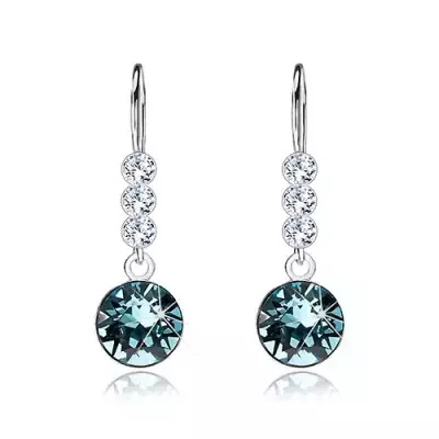 Fülbevaló 925 ezüstből, átlátszó és akvamarin Swarovski kristály 