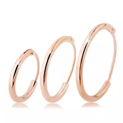 925 ezüst fülbevaló, vékony rézszínű karikák, különböző nagyságok - Átmérő: 10 mm