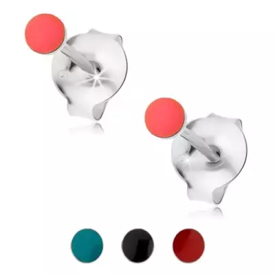 Beszúrós kapcsolás, 925 ezüst, kerek fejecske színes fénymázzal fedve - Szín: Rózsaszín