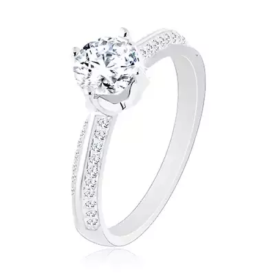 925 ezüst eljegyzési gyűrű, lemetszett szárak, cirkónia - Nagyság_ 52