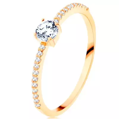 14K arany gyűrű - kiálló átlátszó cirkónia, átlátszó cirkóniás vonal - Nagyság_ 60