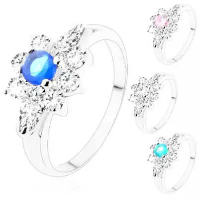 Gyűrű ezüst színben, csiszolt kerek és szem alakú cirkóniák - Nagyság_ 54, Szín: Átlátszó