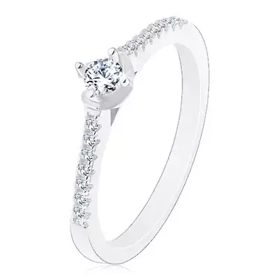 925 ezüst gyűrűt, csillogó cirkóniás szárak, kerek cirkónia - Nagyság_ 56