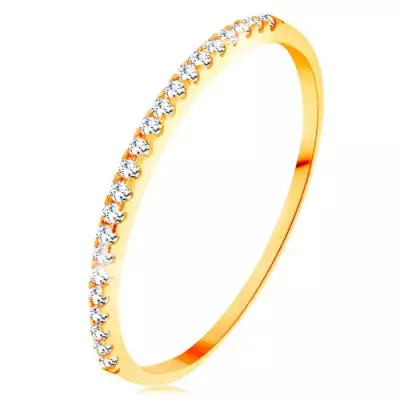 585 arany gyűrű - vékony fényes szárak, csillogó átlátszó cirkónia sáv - Nagyság_ 62