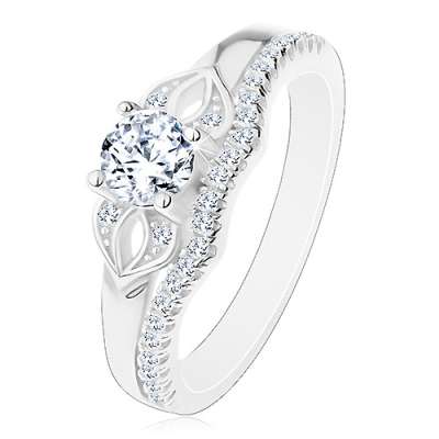 925 ezüst gyűrű, csillogó átlátszó masni és sáv - Nagyság_ 51