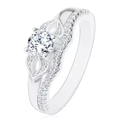 925 ezüst gyűrű, csillogó átlátszó masni és sáv - Nagyság_ 56