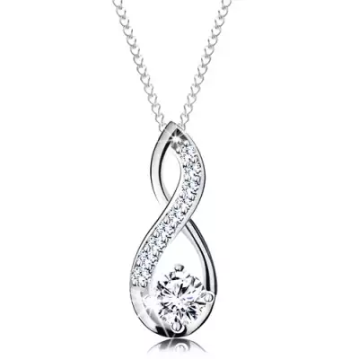 925 ezüst nyaklánc, medál hurokból kerek átlátszó cirkóniával