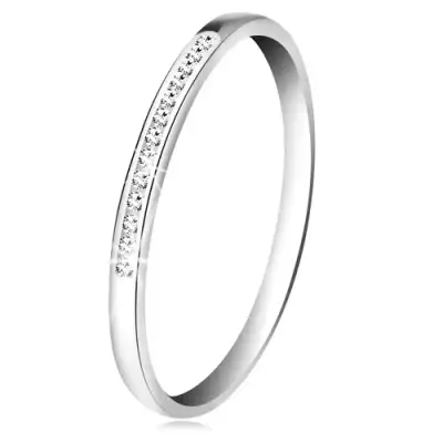 Gyűrű fehér 14K aranyból - apró átlátszó cirkóniák csillogó vonala - Nagyság_ 56