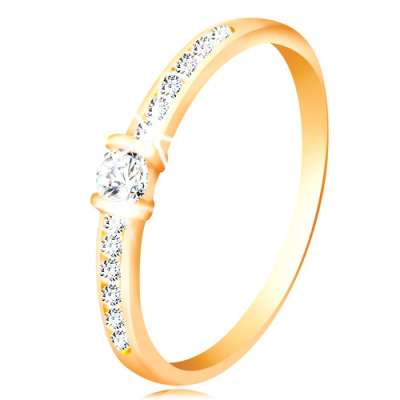 14K arany gyűrű- cirkóniás szárak, kiemelkedő átlátszó cirkónia - Nagyság_ 58