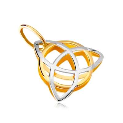 14K kétszínű arany medál - háromágú kelta csomó karikával