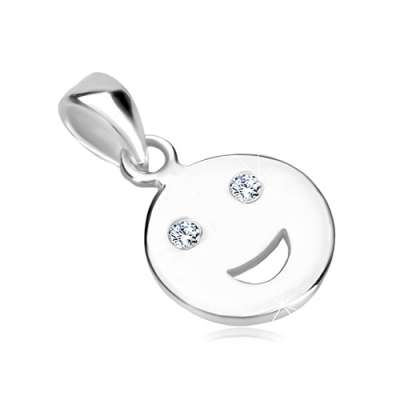 925 ezüst medál - fényes mosolygós arc cirkónia szemek