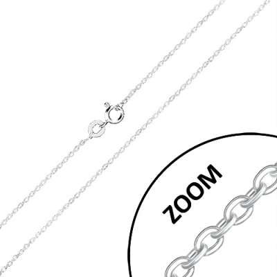 Lánc 925 ezüstből - egymásra merőlegesen összekapcsolt ovális szemek, fényes szélek, 1,3 mm