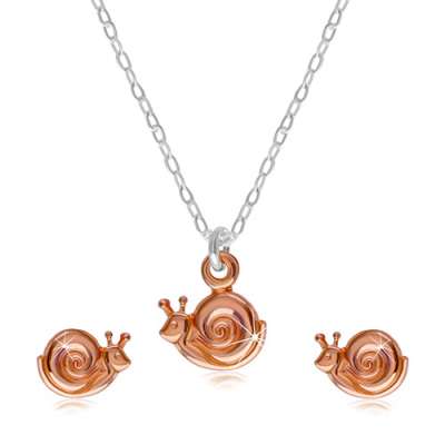 925 ezüst szett - nyaklánc és fülbevaló, csiga réz színű héjjal