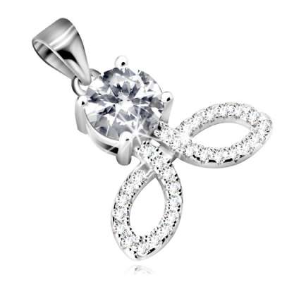 925 ezüst medál - kerek átlátszó cirkónia, csillogó búzaszem körvonalak