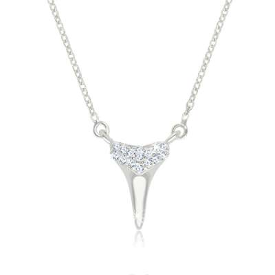 925 ezüst nyaklánc - cápafog sziluett csillogó cirkóniákkal díszítve