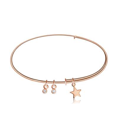 925 ezüst karperec réz színben – egy csillag és két átlátszó cirkónia